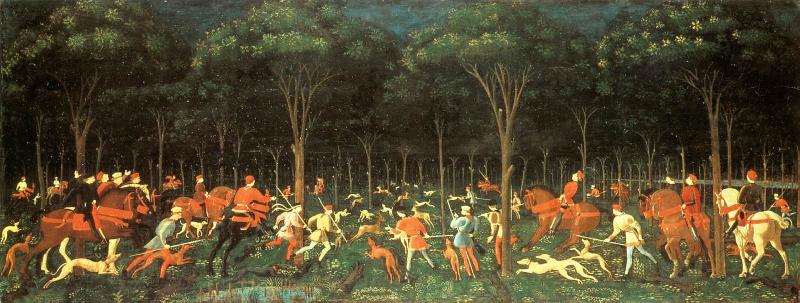 UCCELLO, Paolo The Hunt in the Forest aer Spain oil painting art